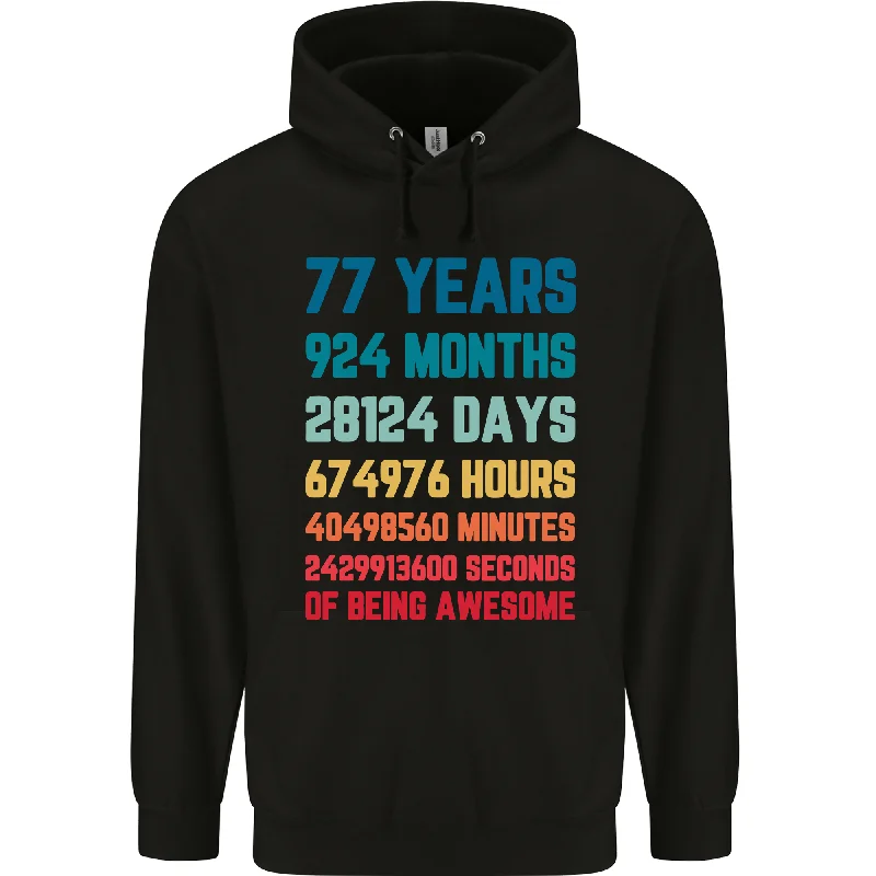 Epic Deals fashion casual hoodie77th Birthday 77 Year Old Mens 80% Cotton Hoodie