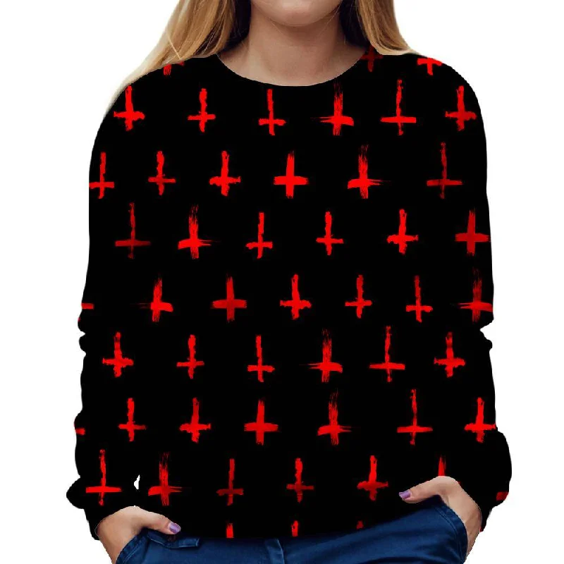 stylish sports hoodieDevilish Red Cross Womens Sweatshirt