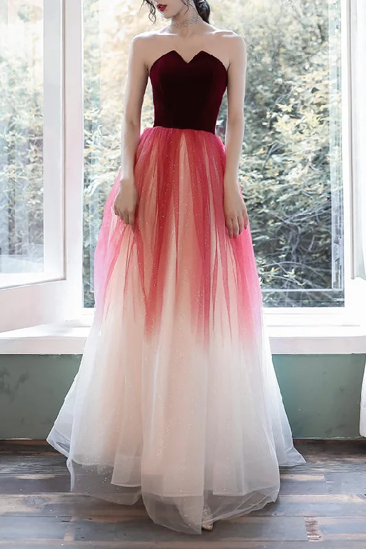 Markdowns mini dressElegant Strapless Multi-Colored Long Prom Dress