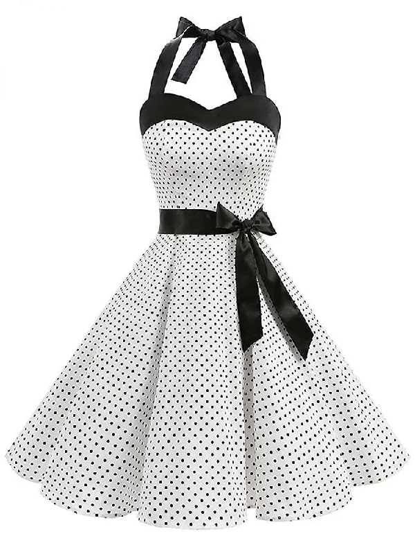 Factory Direct Sale midi dressBerriesJam - 2024 Polka Dot Print Retro Halter Pin Up Rockabilly Party Dress Factory Direct Sale midi dressBerriesJam - 2024 Polka Dot Print Retro Halter Pin Up Rockabilly Party Dress
