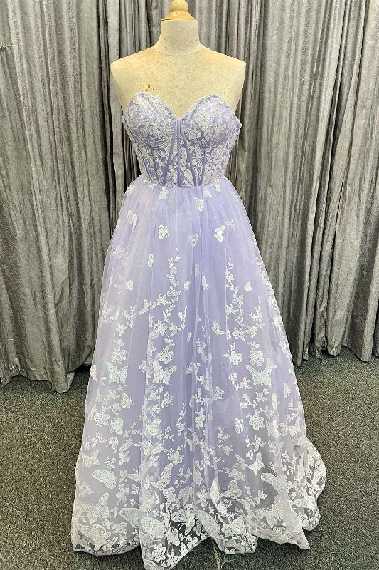 wrap dressLilac Appliques Sweetheart A-Line Prom Dress