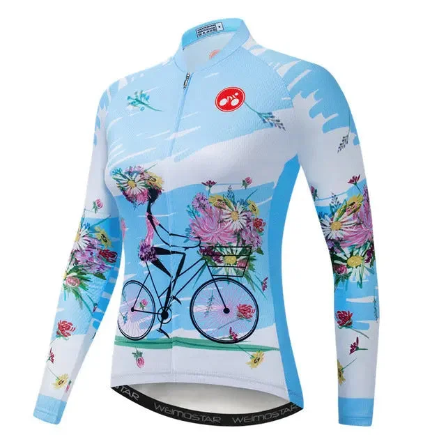 smooth fit athletic sweatshirtBlue Rider Women's Long Sleeve Cycling Jersey