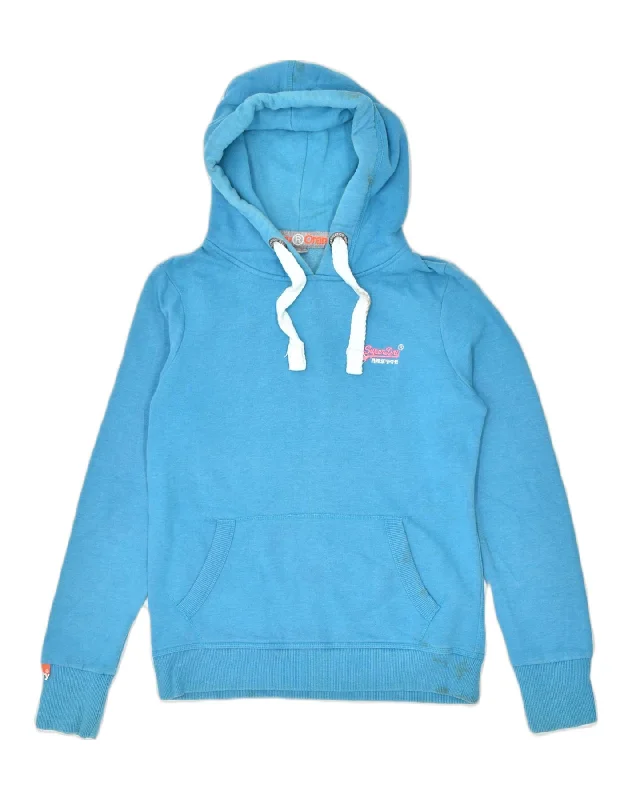 Exclusive Online Offer comfy hoodieSUPERDRY Womens Orange Label Hoodie Jumper UK 12 Medium Blue Cotton