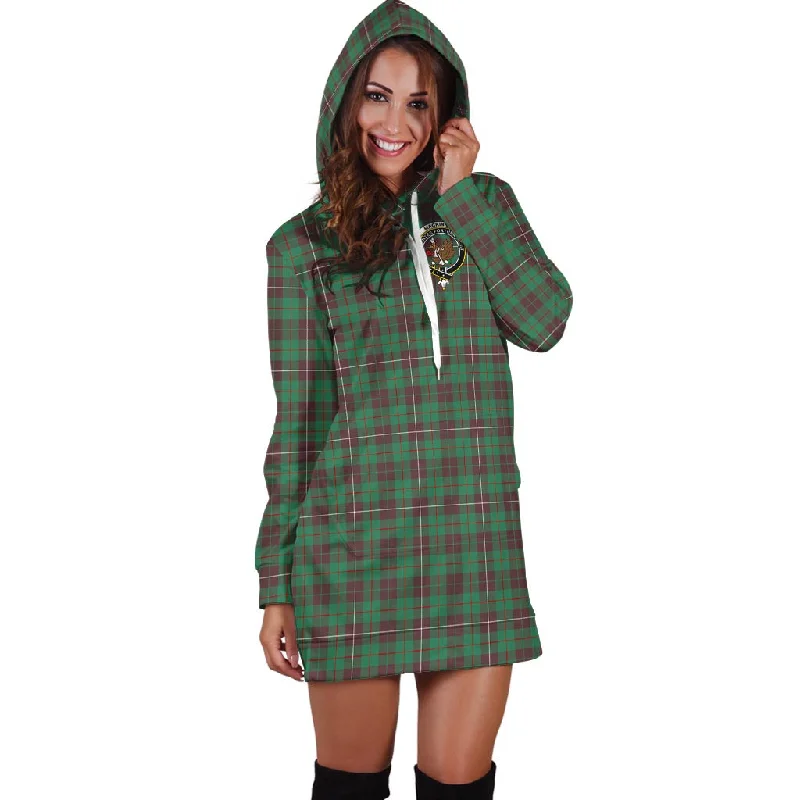 Seasonal Clearance MacKinnon Hunting Ancient Tartan Hoodie Dress with Family Crest