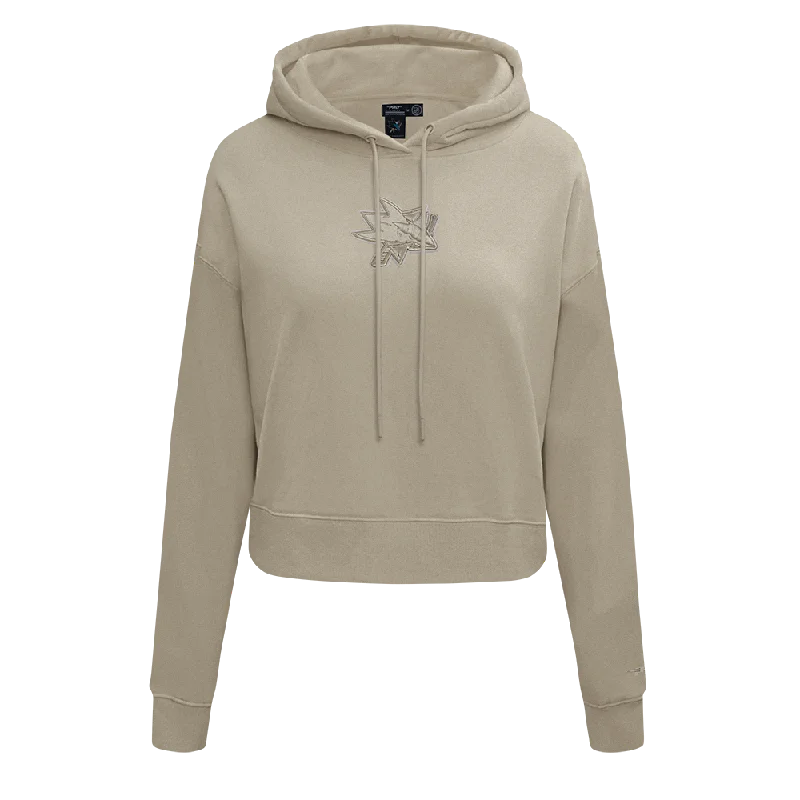 The Best Prices luxury fitness sweatshirtNHL SAN JOSE SHARKS NEUTRAL WOMEN'S CROPPED PO HOODIE (TAUPE)