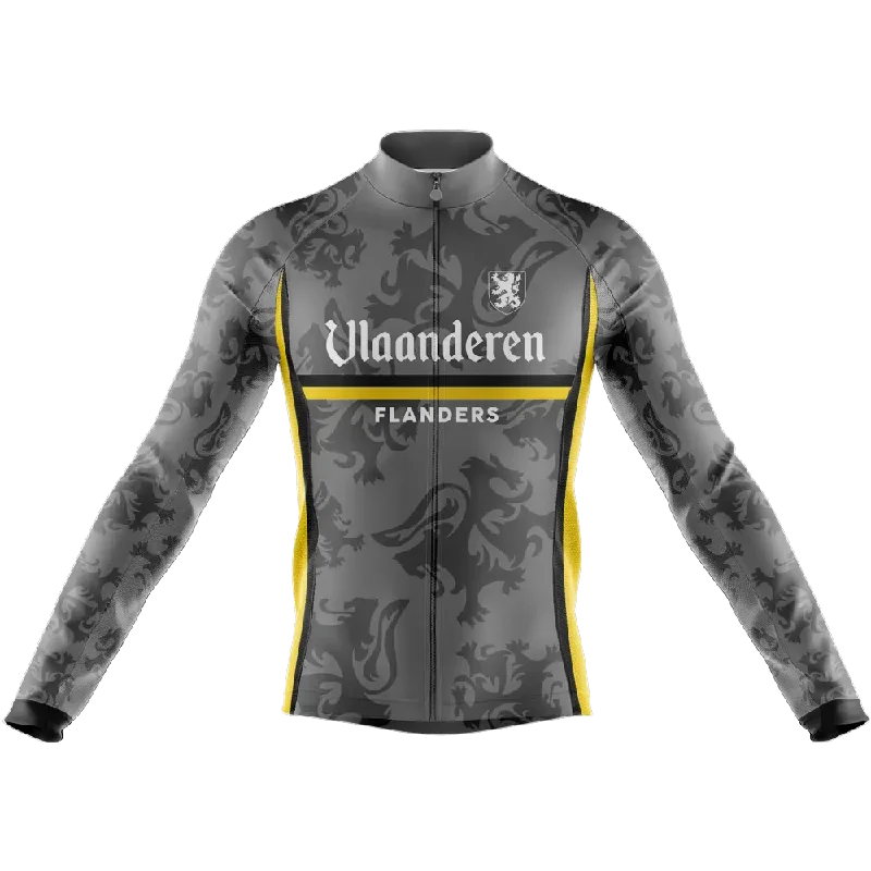 eco-friendly sports hoodieVlaanderen Flanders Black Long Sleeve Cycling Jersey