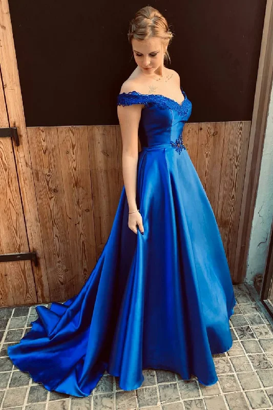 Limited Edition casual dressOff the Shoulder Royal Blue Long Prom Dress