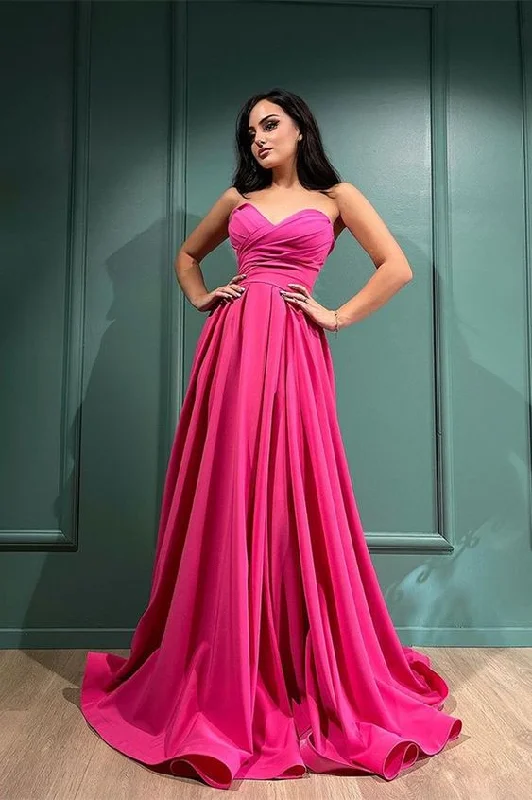 Lowest Prices boho-chic dressFuchsia Sweetheart Long Evening Dress With Split Y6166