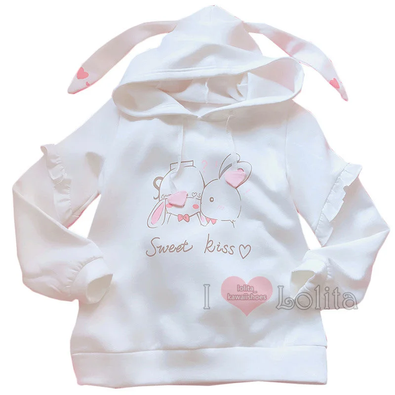 Year-End Clearance Kawaii Bunny Sweet Kiss With Long Ears Hoodie YV2376