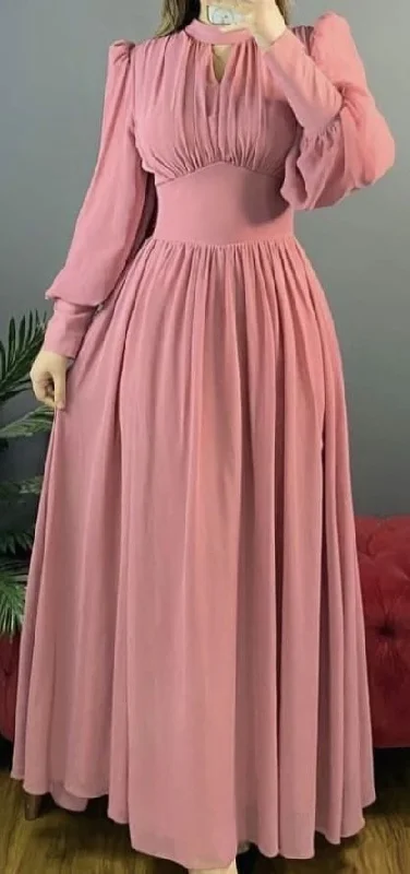 Deal Dash casual midi dressSimple A-line Long Sleeves Prom Dress Fashion Evening Dress Y5795