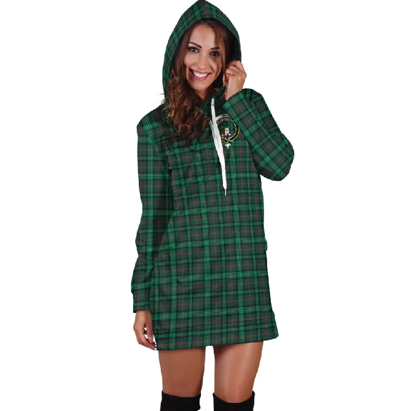 Final Clearance Ross Hunting Modern Tartan Hoodie Dress with Family Crest