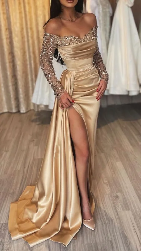 Big Discounts oversized dressGlitter Sequin Embellished With Train And High Slit Formal Evening Party Prom Dress Y6940 Big Discounts oversized dressGlitter Sequin Embellished With Train And High Slit Formal Evening Party Prom Dress Y6940