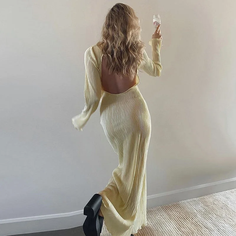 Shop and Save evening dressBerriesJam - 2024 Pleated Backless Long Sleeve Evening Maxi Dress Shop and Save evening dressBerriesJam - 2024 Pleated Backless Long Sleeve Evening Maxi Dress