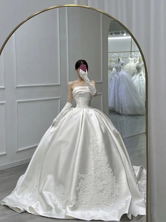 Act Fast v-neck dressStunning White Strapless Satin Wedding Dress,White Bridal Gown Y6859 Act Fast v-neck dressStunning White Strapless Satin Wedding Dress,White Bridal Gown Y6859