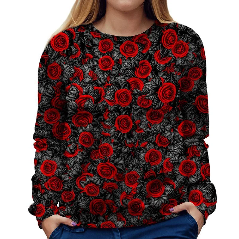 fashion sportswear hoodieRed Rose Womens Sweatshirt