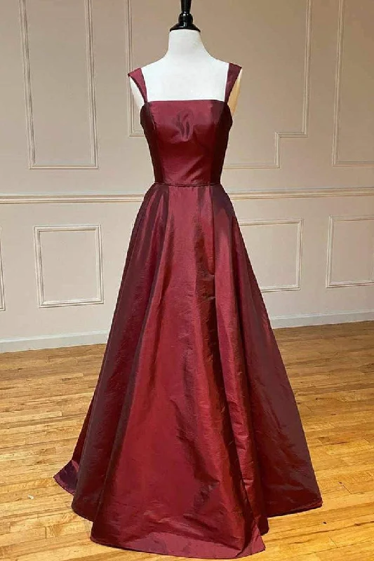 fitted bodycon dressElegant Backless Wine Red Long Prom Dress