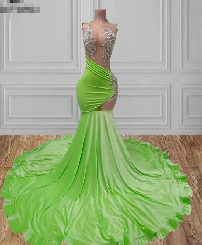 Deal of the Day ashionable dressIllusion Fluorescent Green Beaded Applique Mermaid Prom Dresses For Black Girl Gorgeous Luxury Evening Dress Wedding Party Gown Deal of the Day ashionable dressIllusion Fluorescent Green Beaded Applique Mermaid Prom Dresses For Black Girl Gorgeous Luxury Evening Dress Wedding Party Gown