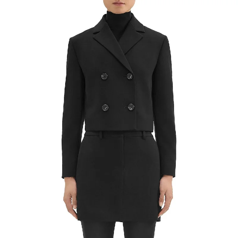 Clearance Event windproof jacketWomens Cropped Business Double-Breasted Blazer