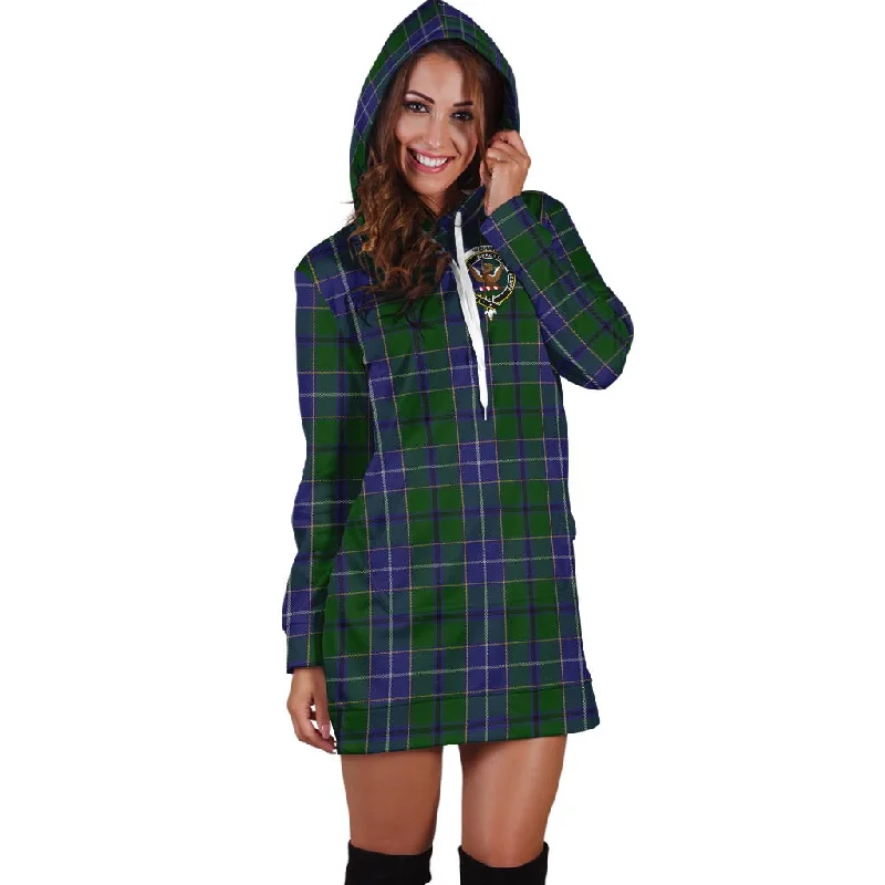 Act Now Wishart Hunting Tartan Hoodie Dress with Family Crest