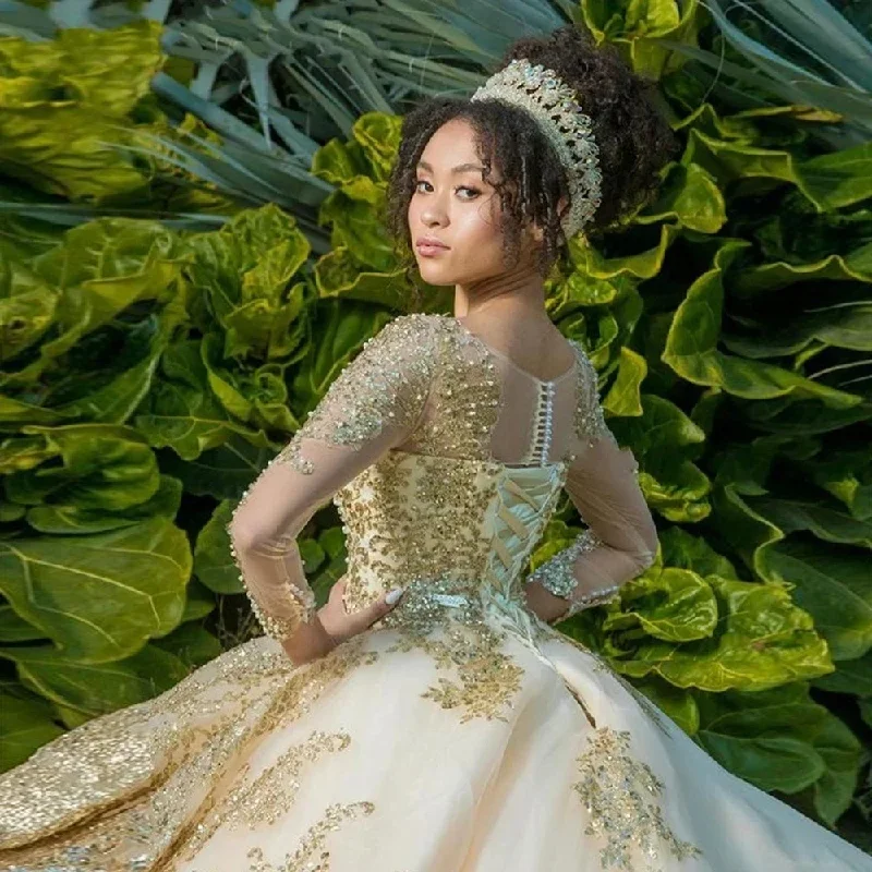 Seasonal Clearance one-shoulder dressGold Appliques Ball Gown Quinceanera Dresses Vestidos De 15 Anos Formal Birthday Party Prom Gown Corset Back Train