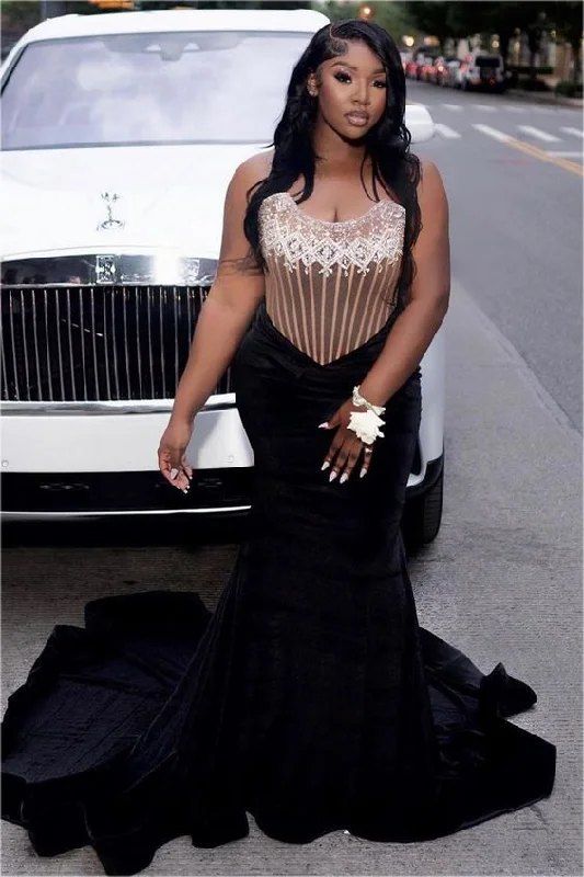 Don't Wait winter dressStrapless Mermaid Sleeveless Sequins Sweep Train Prom Dress
