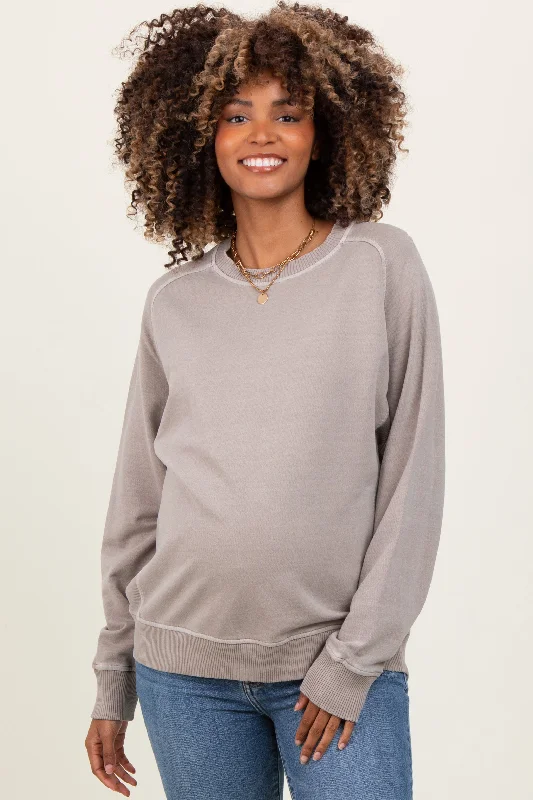 Time-Limited Offer graphic gym sweatshirtMocha French Terry Vintage Wash Maternity Pullover Time-Limited Offer graphic gym sweatshirtMocha French Terry Vintage Wash Maternity Pullover