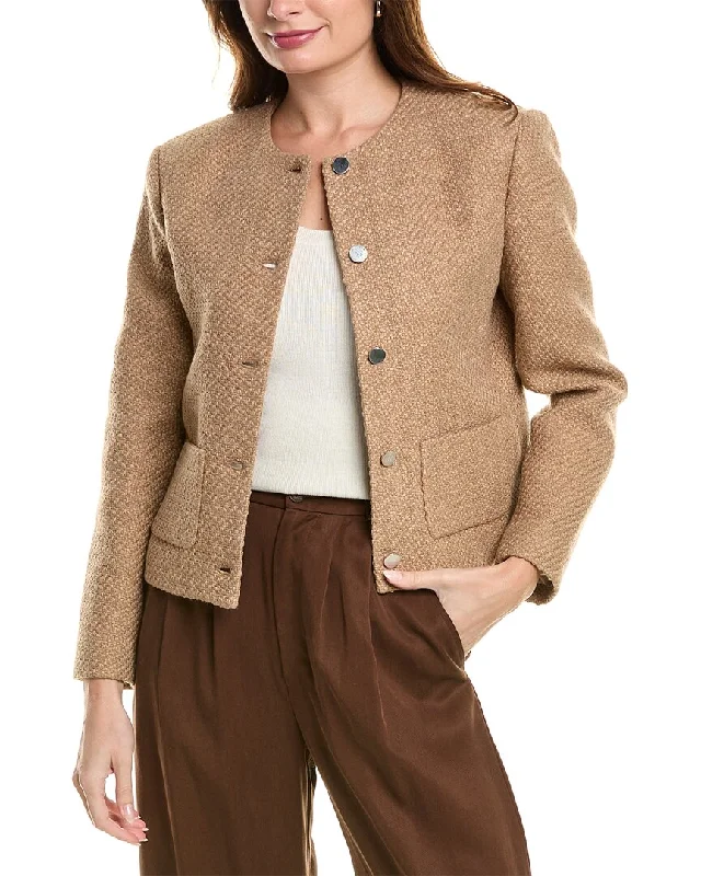 trendy casual outerwearTheory Pocket Crop Wool-Blend Jacket