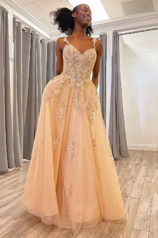 printed dressTulle Floral Appliques Sweetheart A-Line Prom Dress