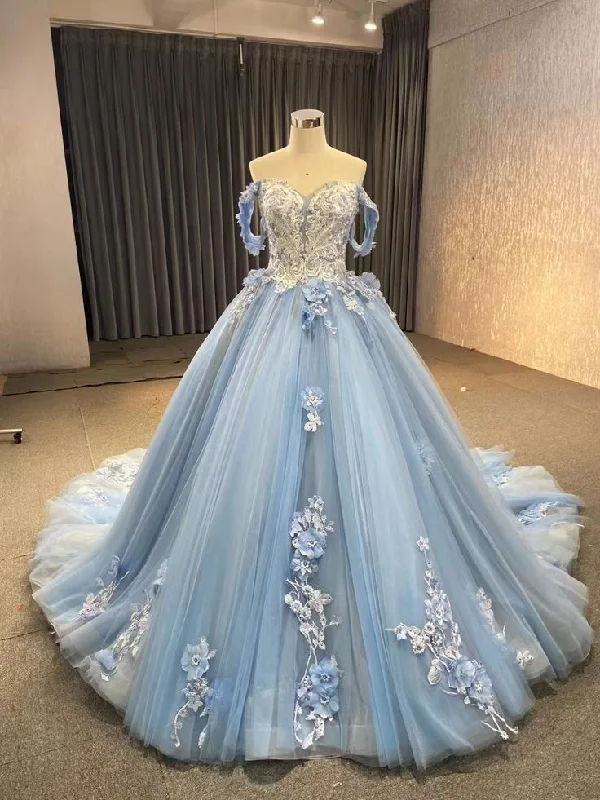 Major Savings long-sleeve floral dressBlue Off The Shoulder Lace Tulle Ball Gown,Sweet 16 Dress Y6855 Major Savings long-sleeve floral dressBlue Off The Shoulder Lace Tulle Ball Gown,Sweet 16 Dress Y6855