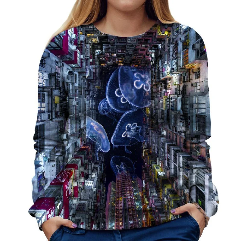 pullover workout hoodieJellyfish Invasion Womens Sweatshirt