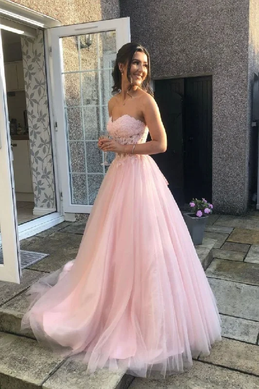 Great Deals winter dressPink Strapless Lace Long Prom Dresses, A-Line Evening Dresses Great Deals winter dressPink Strapless Lace Long Prom Dresses, A-Line Evening Dresses