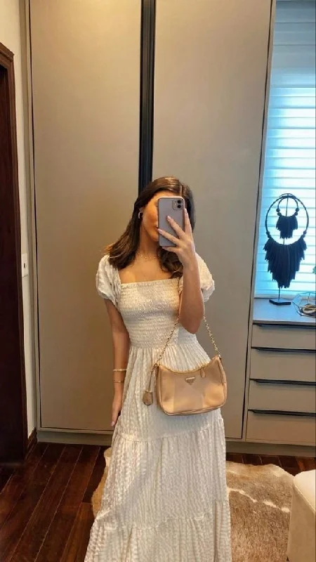 Low Prices cocktail party dressVintage Square Neckline White Long Prom Dress,White Summer Vacation Dress Y6827 Low Prices cocktail party dressVintage Square Neckline White Long Prom Dress,White Summer Vacation Dress Y6827