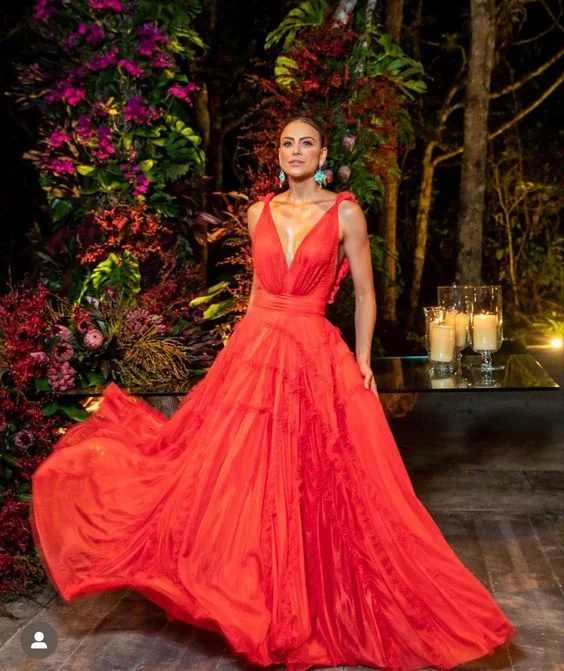 Major Savings vintage dressSexy A-line Deep V Neck Evening Dress,Formal Gown Y6175