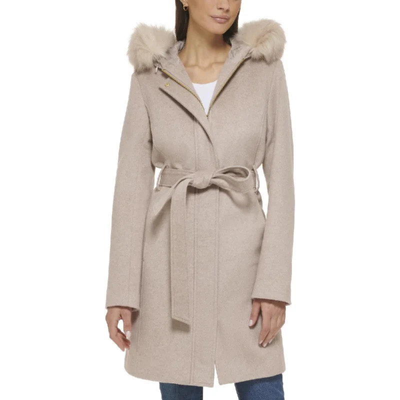 chic coatWomens Wool Blend Belted Wool Coat