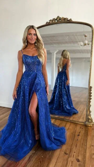 Mega Sale printed dressRoyal Blue Sparkle Tulle Sequined Slit Long Prom Dress with Beads Mega Sale printed dressRoyal Blue Sparkle Tulle Sequined Slit Long Prom Dress with Beads