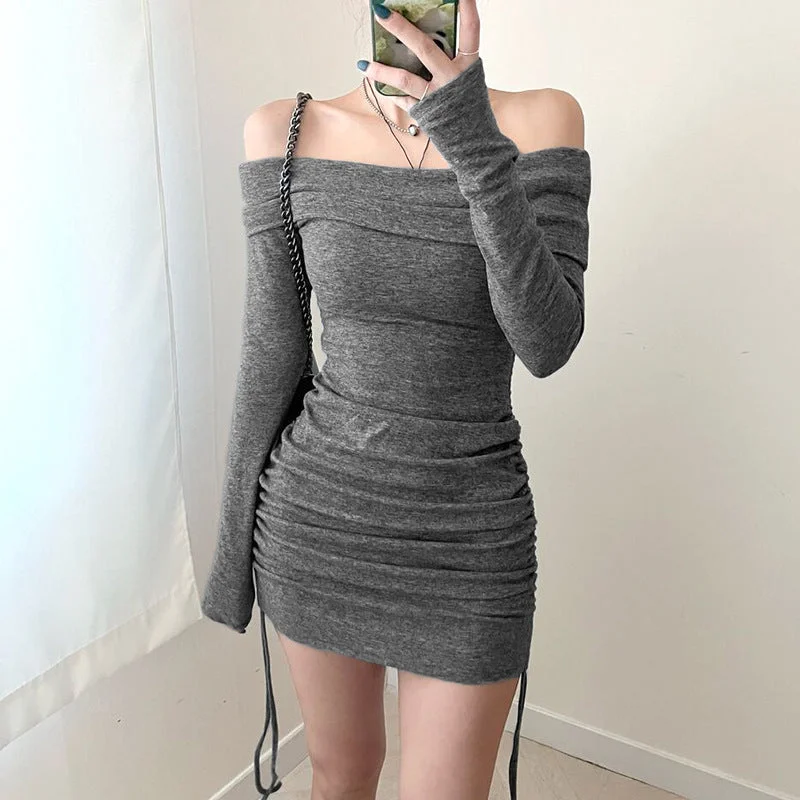 Seasonal Clearance casual dressHot Girl Wants To Close The Waist Knitted Long-sleeved Dress Seasonal Clearance casual dressHot Girl Wants To Close The Waist Knitted Long-sleeved Dress