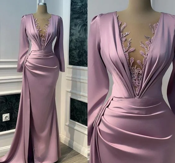 Today's Special flowy dressVintage Prom Dress Long Sleeve Illusion V-neck Mermaid Evening Dress Floor Length Y6647 Today's Special flowy dressVintage Prom Dress Long Sleeve Illusion V-neck Mermaid Evening Dress Floor Length Y6647