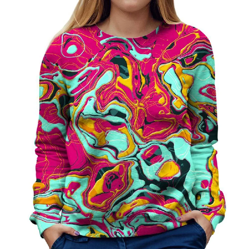 fashion gym hoodieTeal Liquid Womens Sweatshirt