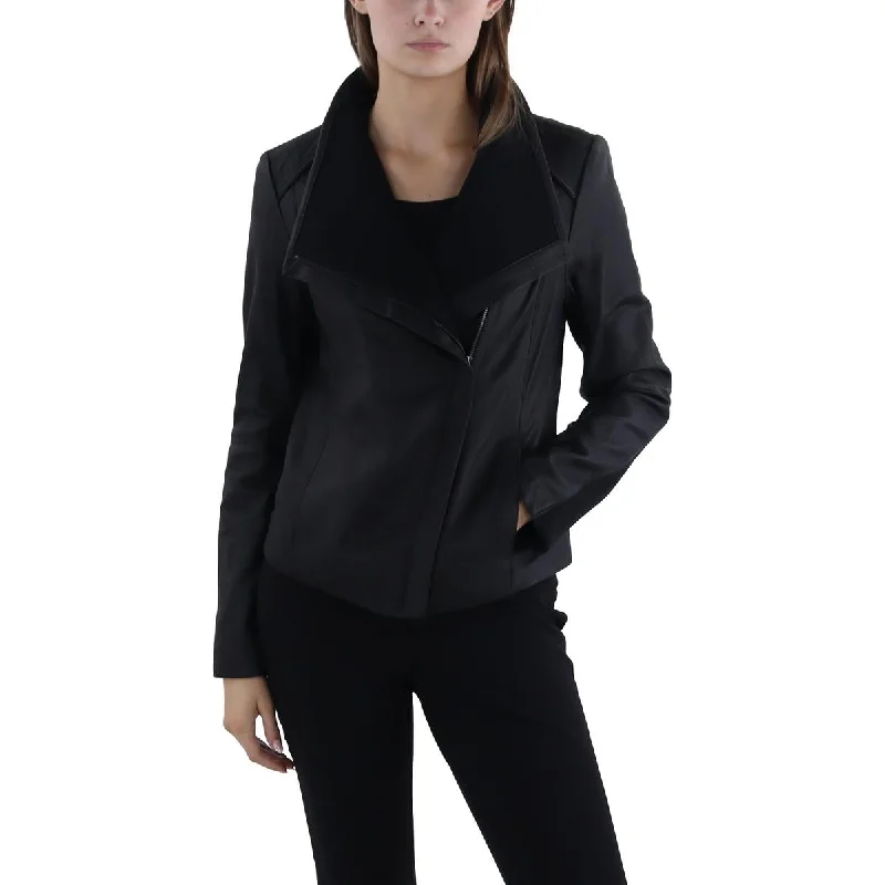 lightweight coatWomens Leather Asymmetric Leather Jacket