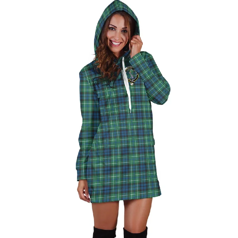 Midnight Madness MacNeil of Colonsay Ancient Tartan Hoodie Dress with Family Crest