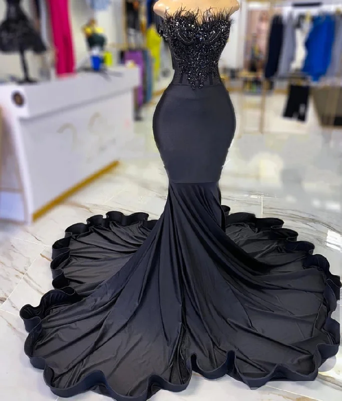 New Deals pleated maxi dressElegant Strapless Long Prom Dress For Black Girls Beaded Crystal Birthday Party Dresses Feathers Evening Gowns Mermaid Lace New Deals pleated maxi dressElegant Strapless Long Prom Dress For Black Girls Beaded Crystal Birthday Party Dresses Feathers Evening Gowns Mermaid Lace