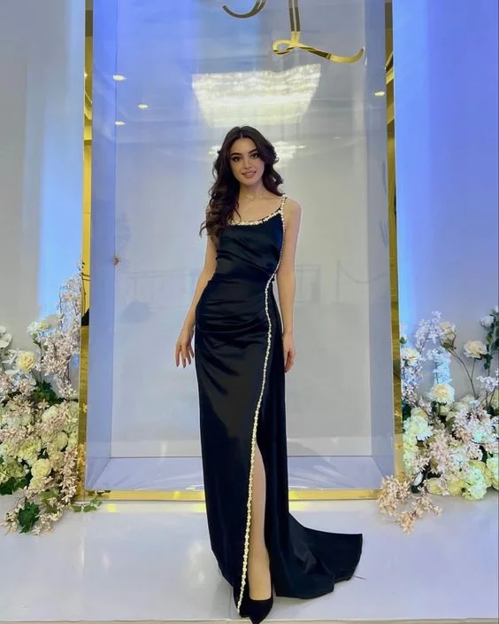 Unmissable Offer classic fit-and-flare dressElegant Black Sheath Evening Dress,Black Reception Dress Y6400