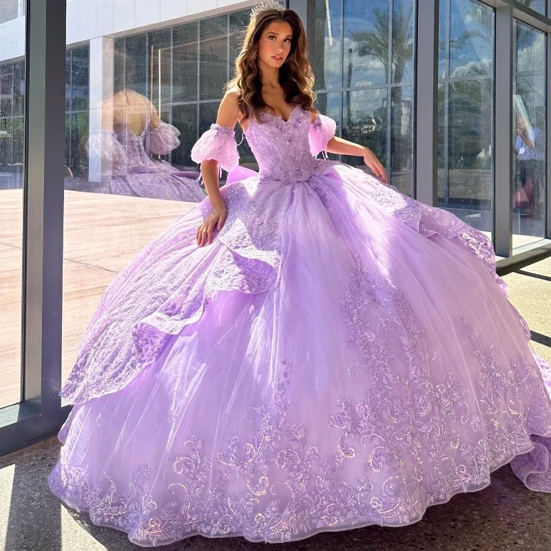 Discount Deals flowy evening dressLavender Sweetheart Quinceanera Dresses Party Off the Shoulder Evening Prom Dress for Women Tulle Applique Lace Beads Ball Gown Discount Deals flowy evening dressLavender Sweetheart Quinceanera Dresses Party Off the Shoulder Evening Prom Dress for Women Tulle Applique Lace Beads Ball Gown