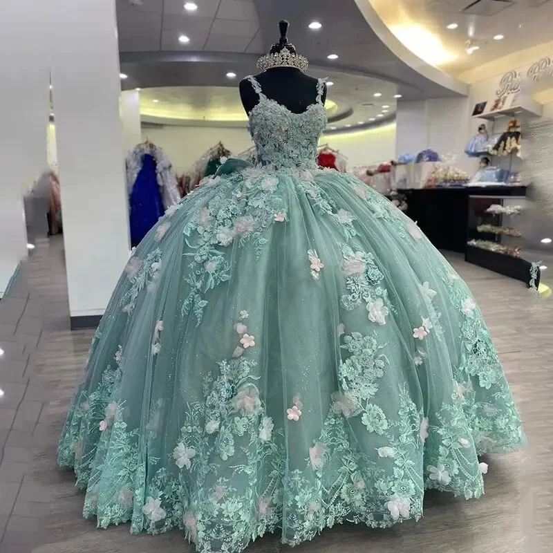 Final Markdown spaghetti strap dressSage Green Princess Ball Gown Quinceanera Dresses Spaghetti Strap 3DFlowers Appliques Sweet 16 Dress Lace-Up Vestidos De 15 Años Final Markdown spaghetti strap dressSage Green Princess Ball Gown Quinceanera Dresses Spaghetti Strap 3DFlowers Appliques Sweet 16 Dress Lace-Up Vestidos De 15 Años