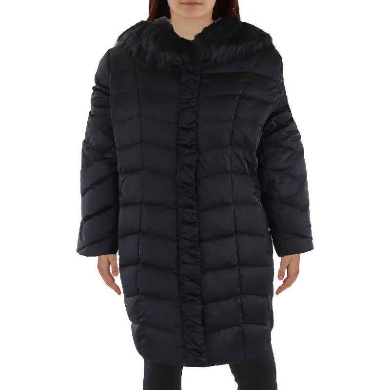 cold weather jacketPlus Womens Insulated Faux Fur Trim Puffer Jacket