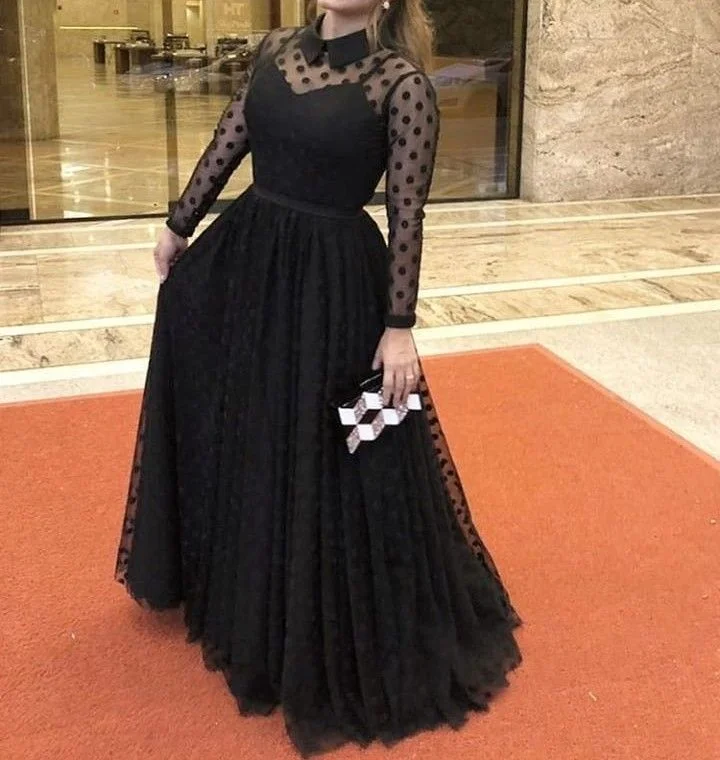 Stock Clearance long-sleeve floral dressBlack A-line Long Sleeves Prom Dress,Black Evening Dress Y5691 Stock Clearance long-sleeve floral dressBlack A-line Long Sleeves Prom Dress,Black Evening Dress Y5691