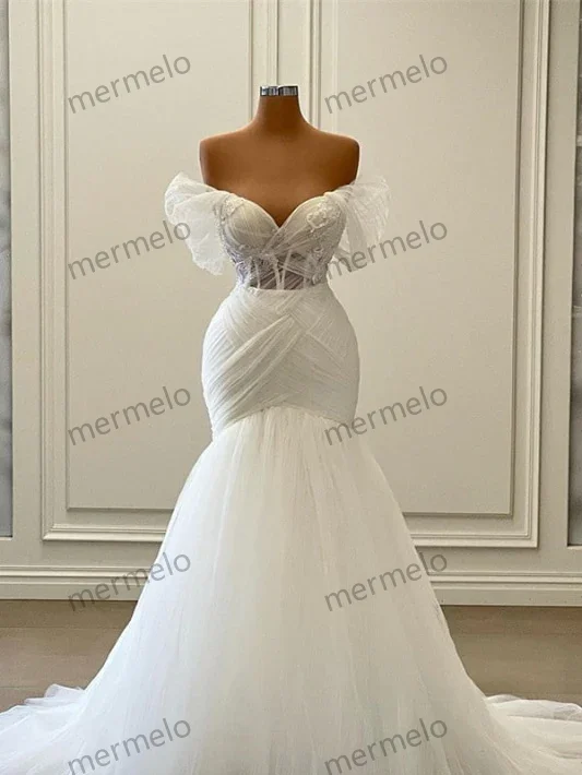 Great Deals knit dressElegant Off the Shoulder Floor Length Mermaid Tulle Wedding Dress