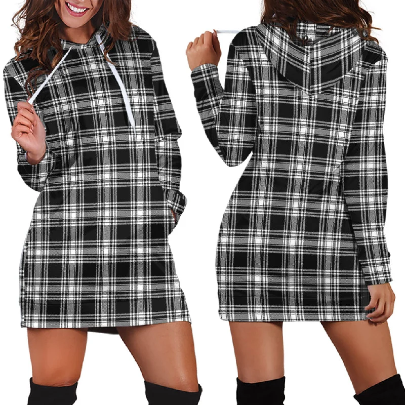 YEAR-End Sale Menzies Black and White Tartan Hoodie Dress