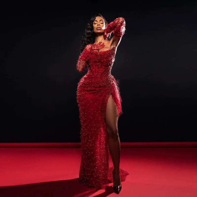 Savings Bonanza layered dressDark Red Luxury Pearls Prom Dresses with Detachable Sleeves Gloves Sexy Strapless High Slit Formal Evening Dress Long Party Gown Savings Bonanza layered dressDark Red Luxury Pearls Prom Dresses with Detachable Sleeves Gloves Sexy Strapless High Slit Formal Evening Dress Long Party Gown