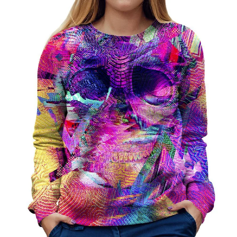 classic gym sweatshirtGlitch Skull Womens Sweatshirt